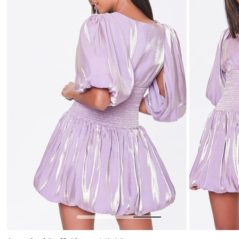 Smocked Puff-Sleeve Mini Dress